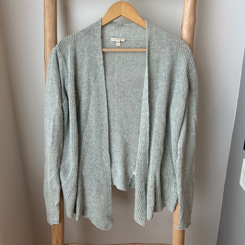 Eileen Fisher Organic Linen Lightweight Open Cardigan Mint Green Size Small